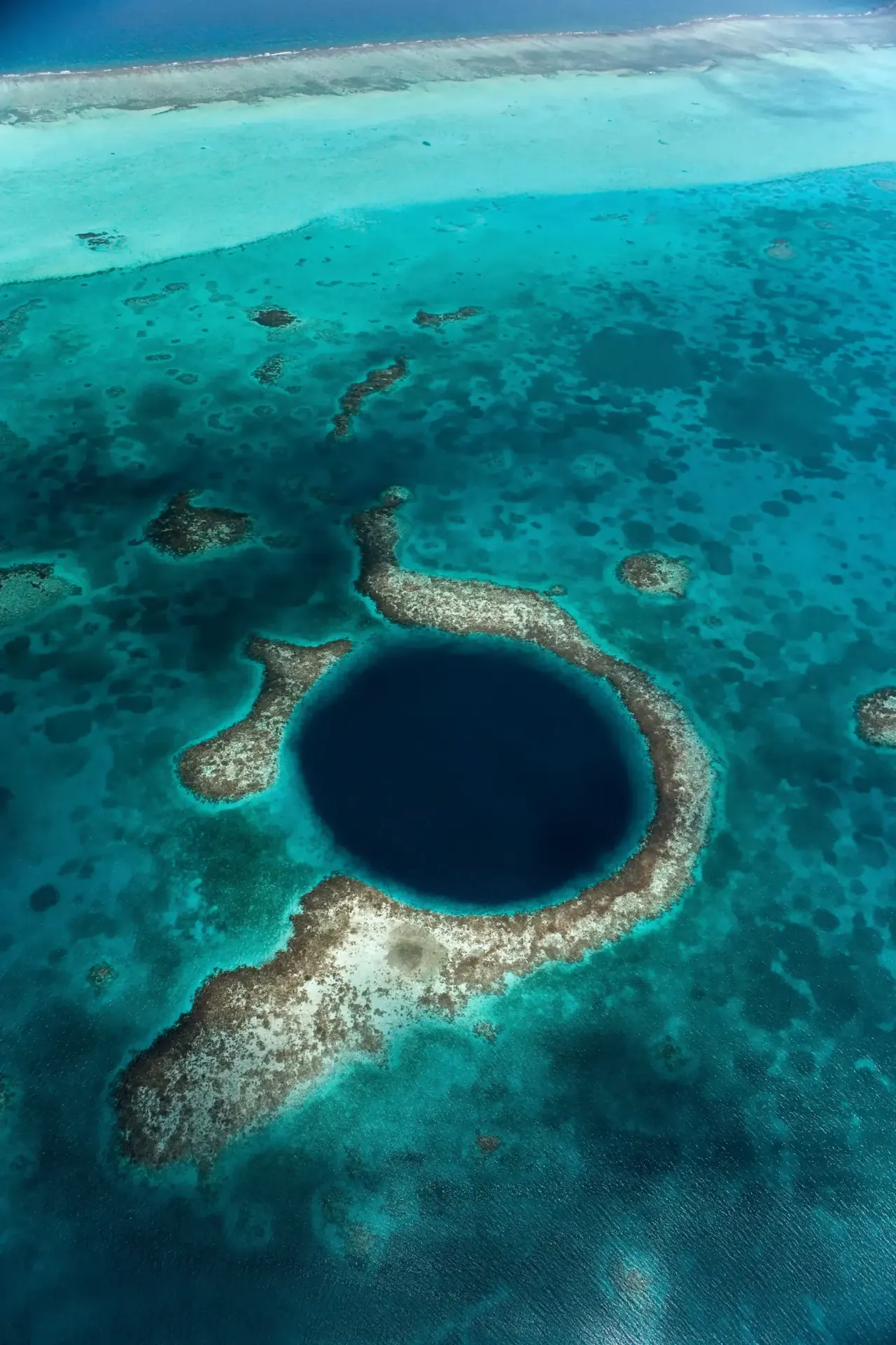 Aerial view of a tropical Belize caye
