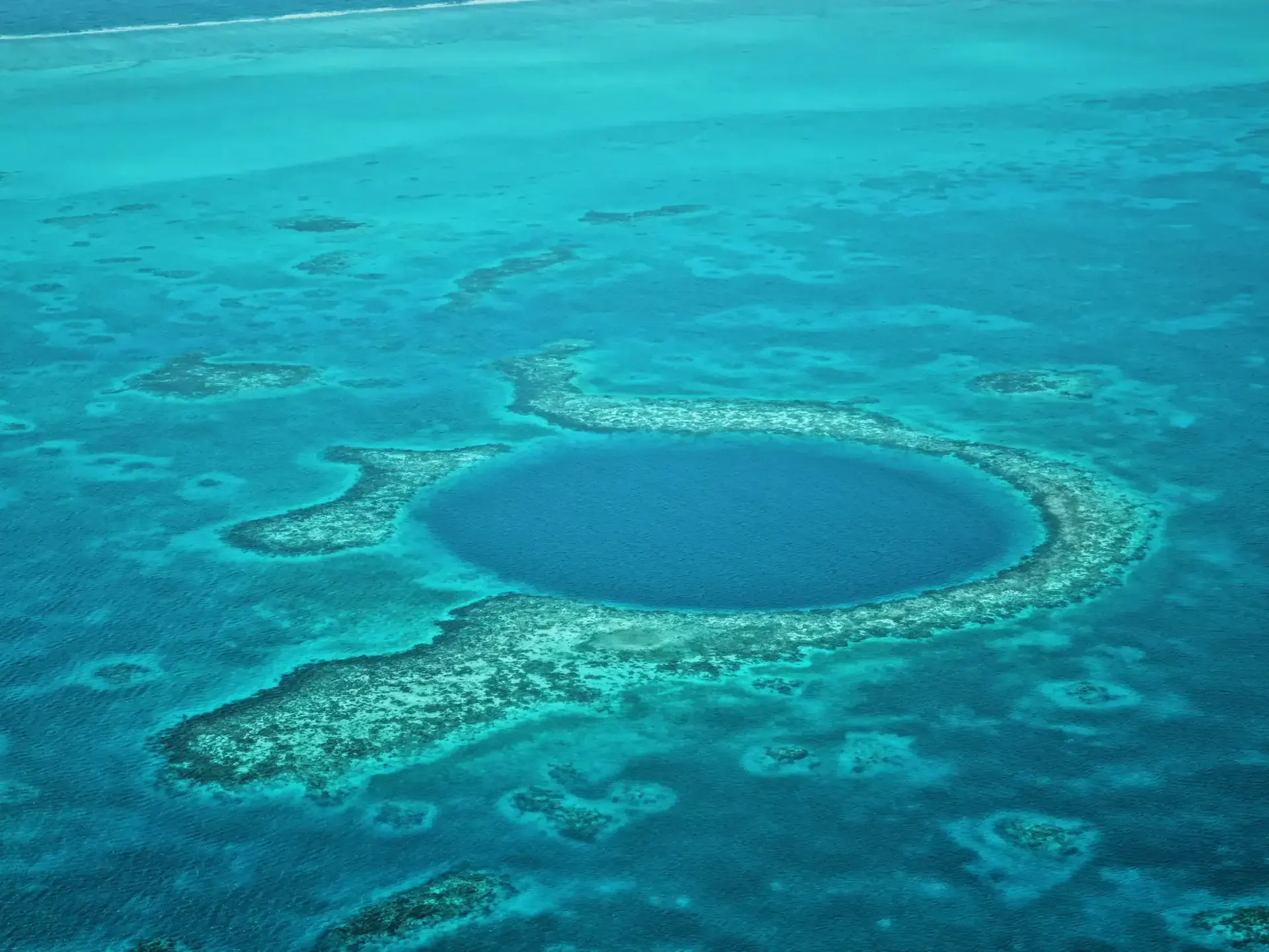 Aerial view of Belize's Great Blue Hole